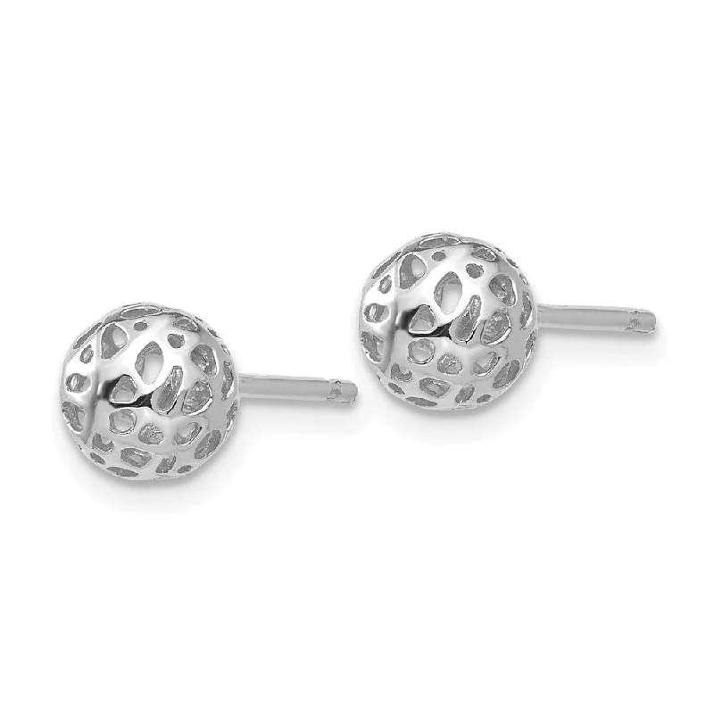 Best hoop earrings with geometric triangle shapes for a modern, chic design-Diamond2Deal 14K White Gold Fancy Ball Post Earrings (L-6.5mm, W-6.5mm)