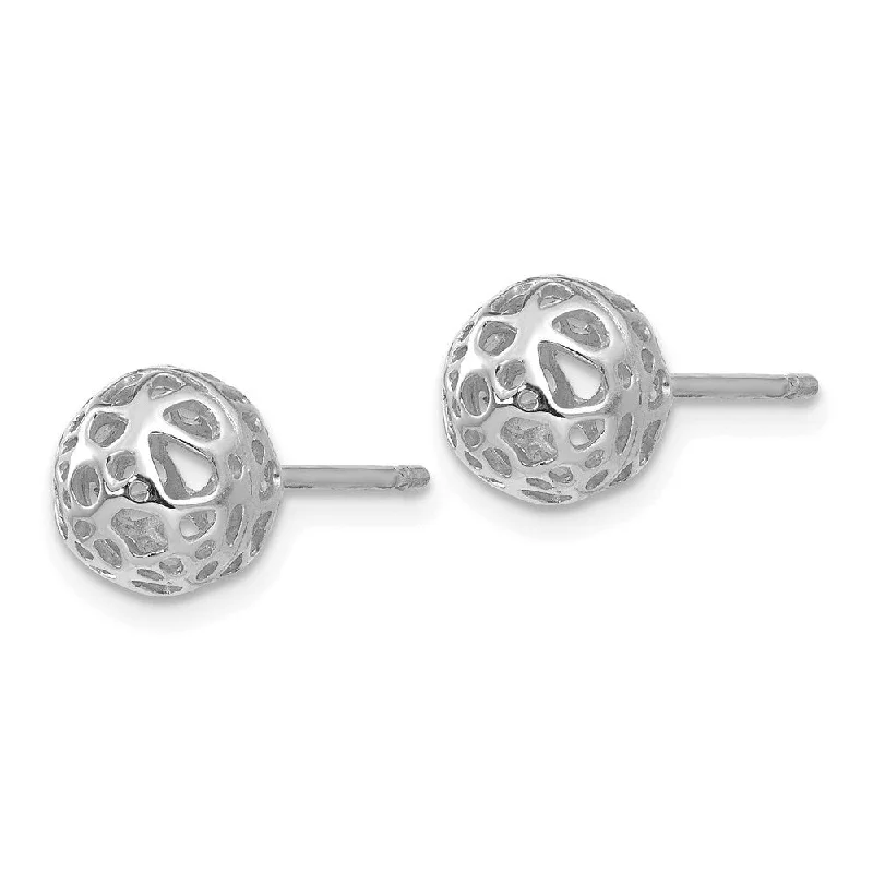 Best hoop earrings with vintage-style detailing for a nostalgic and timeless look-Diamond2Deal 14K White Gold Medium Fancy Ball Post Earrings (L-7.5mm, W-7.5mm)