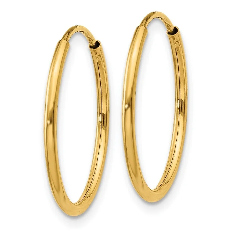 Hoop earrings with rhinestone-studded rims for a glamorous touch-Diamond2Deal 14k Yellow Gold 1.25mm Endless Hoop Earrings (L-20mm, W-20mm)