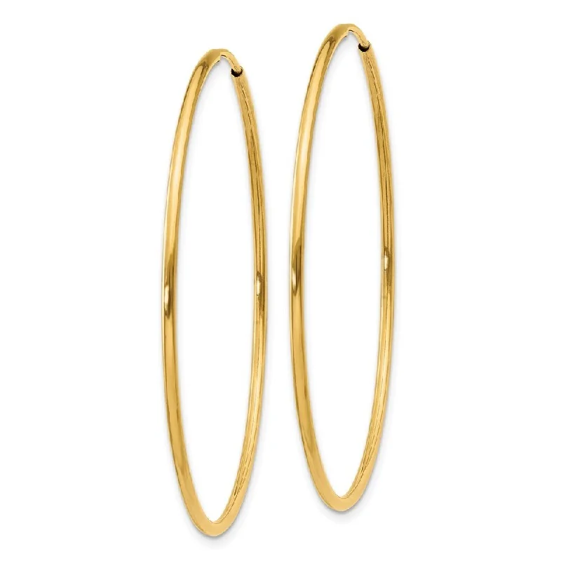 Hoop earrings with rhinestone-studded rims for a glamorous touch-Diamond2Deal 14k Yellow Gold 1.25mm Endless Hoop Earrings (L-40mm, W-40mm)