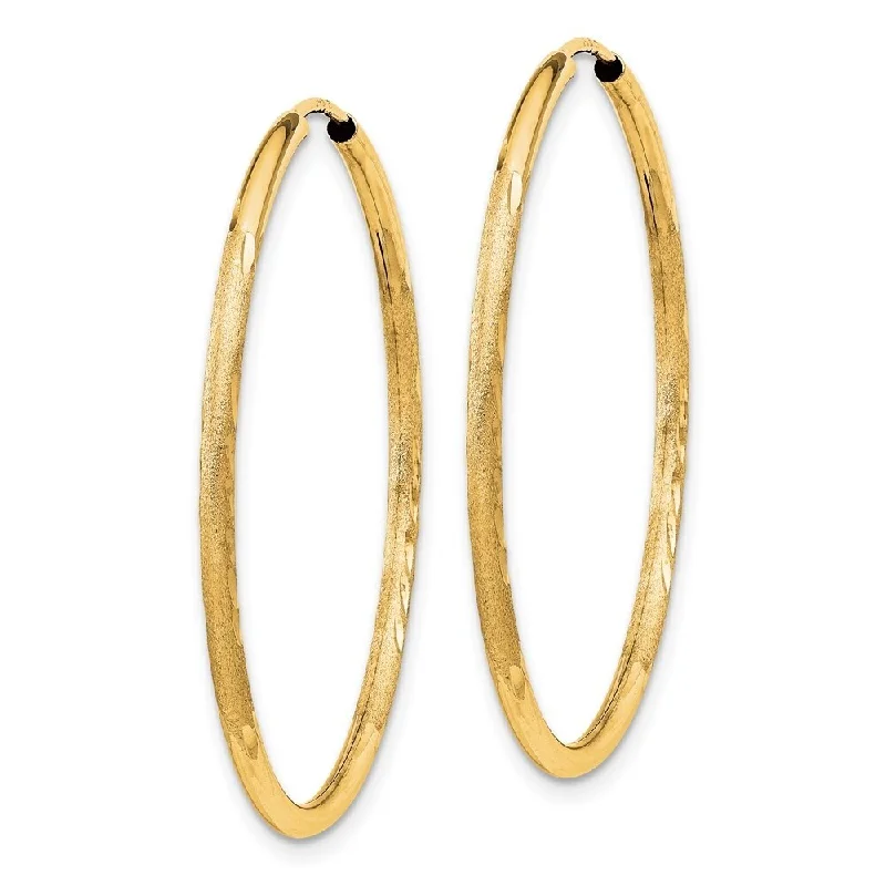 Best hoop earrings with oval shapes for a unique and elongated design-Diamond2Deal 14k Yellow Gold 1.5mm Satin Diamond-cut Endless Hoop Earrings (L-30mm, W-30mm)