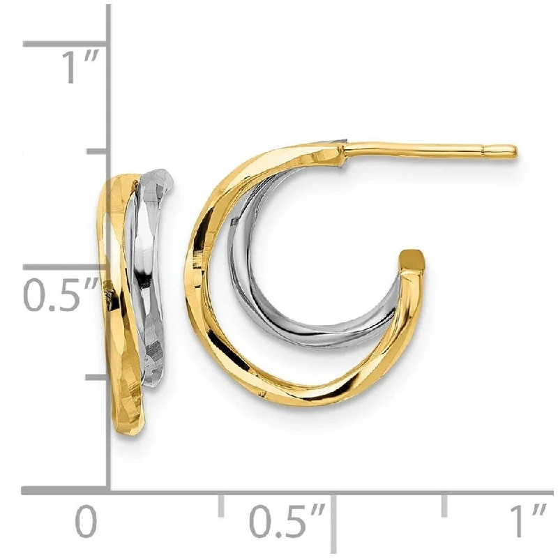 Hoop earrings with stacked layers for a bold and textured design-Diamond2Deal 14k Yellow Gold Diamond-cut Hoop Earrings (L-28.85mm, W-21.8mm)