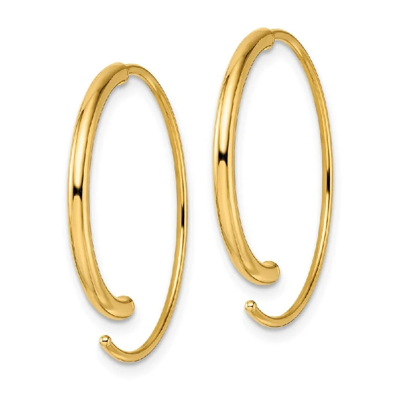 Hoop earrings with twisted metal designs for a dynamic and modern style-Diamond2Deal 14k Yellow Gold Polished Threader Dangle Earrings (L-27.75mm, W-28mm)