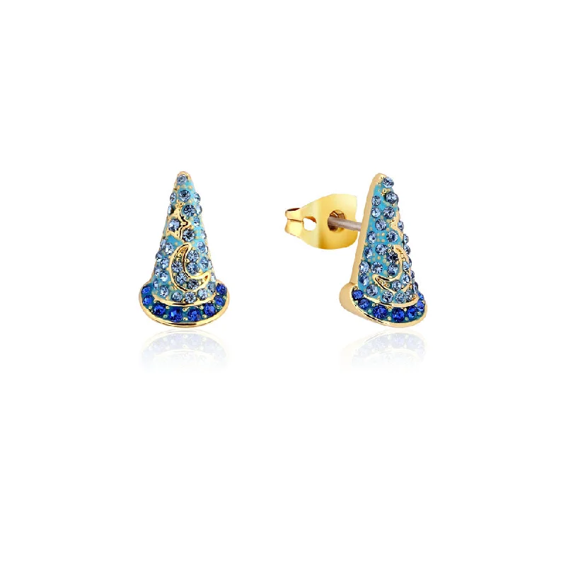 Best hoop earrings with geometric shapes for a modern and artistic appeal-Disney Fantasia Gold Plated Sorcerer's Hat 10mm Stud Earring