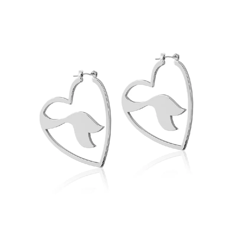 Hoop earrings with polished metal for a shiny and high-quality finish-Disney Princess White Gold Plated The Little Mermaid Ariel Hoop Earring