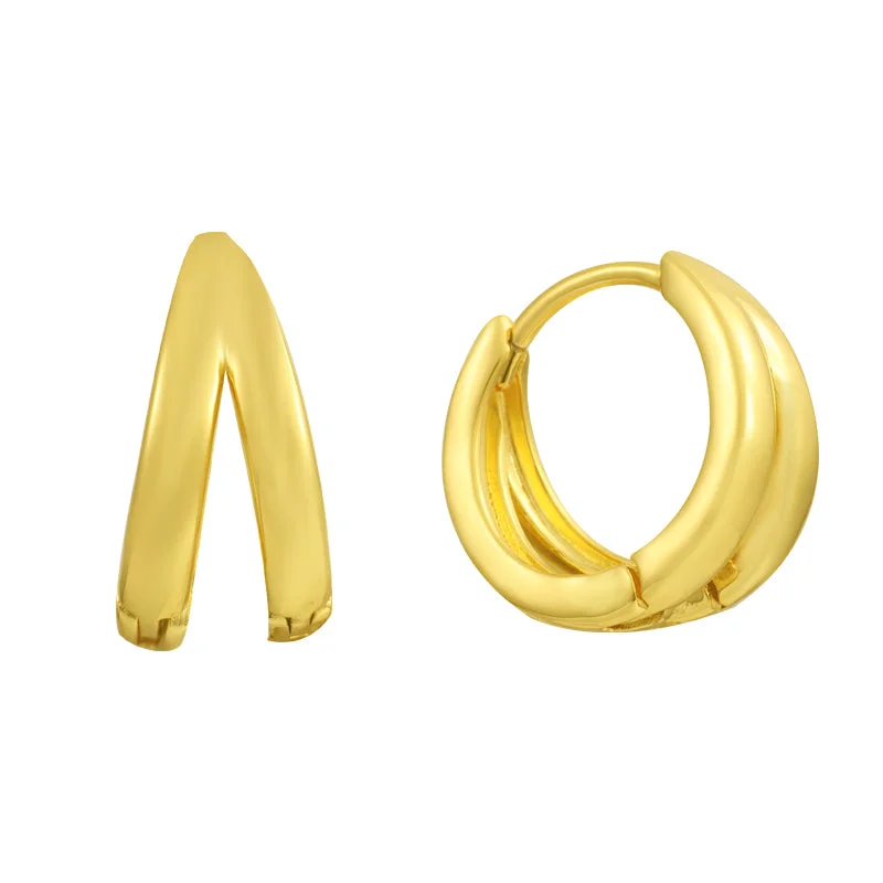 Hoop earrings with enamel stripes for a colorful and eye-catching design-Duo Earrings