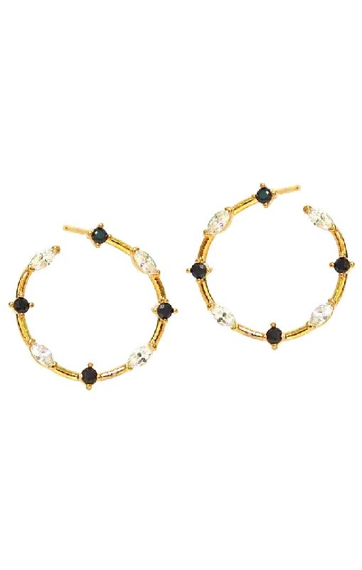 Best hoop earrings with hammered gold for a rustic yet elegant look-Front Facing Hoop- Jet Black