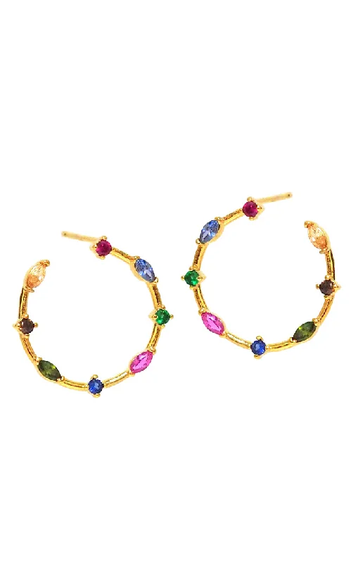 Best hoop earrings with matching bracelets for a coordinated jewelry set-Front Facing Hoop- Multi Colors