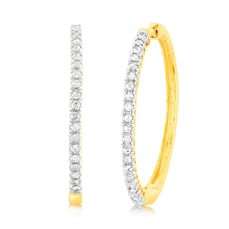 Best hoop earrings with sparkling cubic zirconia for a brilliant, budget-friendly effect-Gold Plated Sterling Silver 1/5 Carat Diamond Hoop Earrings