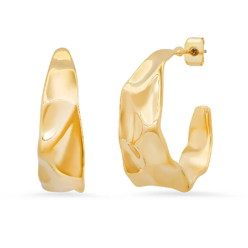 Best hoop earrings with smooth ceramic finishes for a polished, clean style-Hammered Gold Huggies