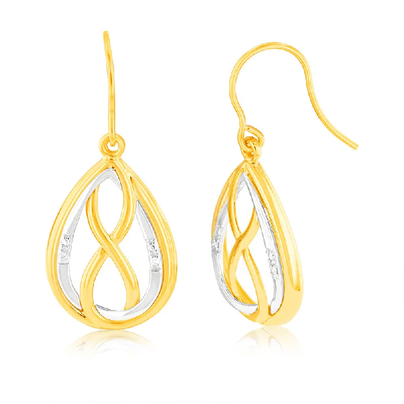 Large hoop earrings for a bold and statement-making fashion accessory-Infinity in Oval Shaped Drop Diamond Earrings in 9ct Yellow Gold