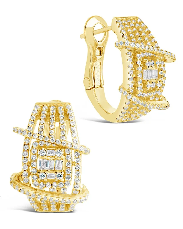 Hoop earrings with rhinestone-studded rims for a glamorous touch-Leigh CZ Statement Hoop Earrings