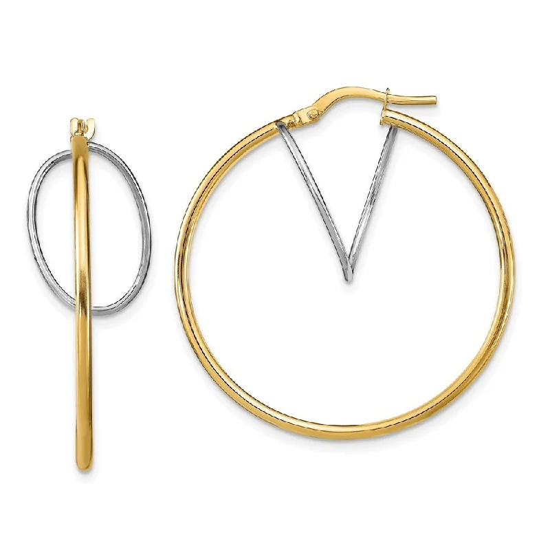 Best hoop earrings with minimal embellishments for a sleek and modern look-Leslie's 14k Gold Two-Tone Hoop Earrings (L-33.87 mm, W-34.01 mm)