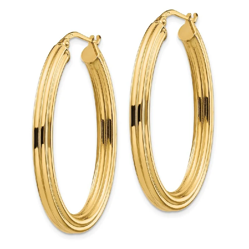 Best hoop earrings with braided leather for a rustic, stylish finish-Leslie's 14k Yellow Gold Oval Hoop Earrings (L-38.42 mm, W-25.75 mm)