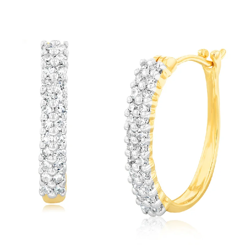 Hoop earrings with infinity loop designs for a continuous and eternal shape-Luminesce Lab Grown 1/3 Carat Diamond Hoop Earrings in 9ct Yellow Gold