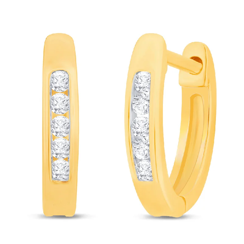 Best hoop earrings with crescent-shaped designs for a bold, moon-inspired style-Luminesce Lab Grown 10 Point Diamond Hoop Earring in 9ct Yellow Gold