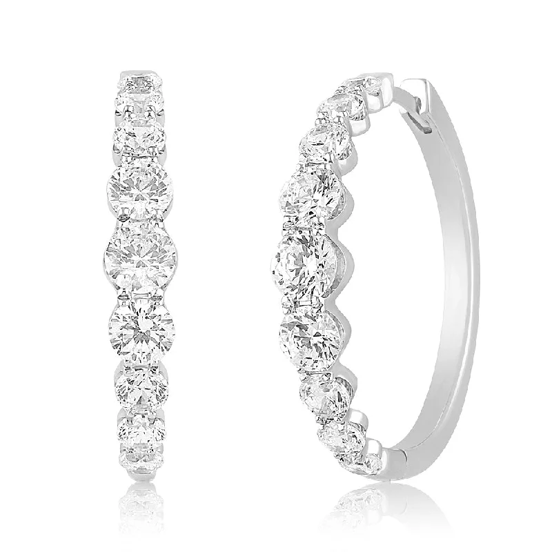 Stylish hoop earrings with diamond accents for an elegant and sparkling effect-Luminesce Lab Grown 10ct White Gold Hoop Earrings in 3 Carat Diamond