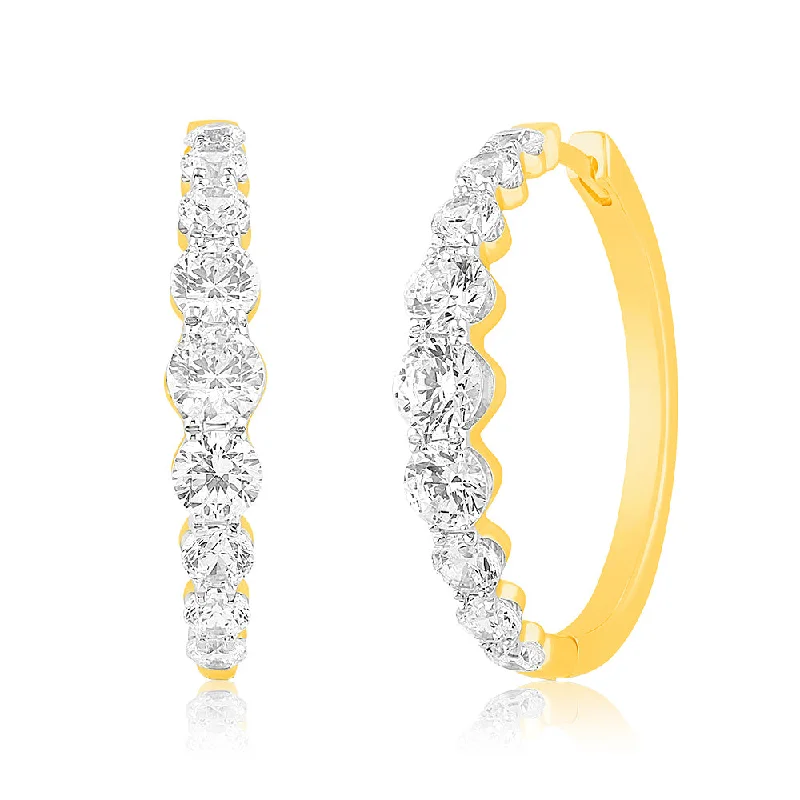 Best hoop earrings with smooth ceramic finishes for a polished, clean style-Luminesce Lab Grown 10ct Yellow Gold Hoop Earrings in 3 Carat Diamond