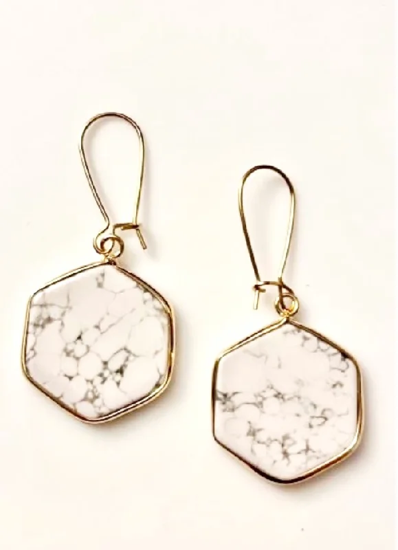 Best hoop earrings with geometric shapes for a modern and artistic appeal-Meghan Browne Razzle Earring- Howlite