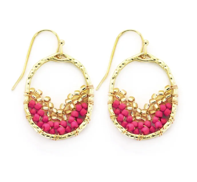 Best hoop earrings with delicate chain details for a trendy and stylish design-Meghan Browne Earring Slice - Hot Pink