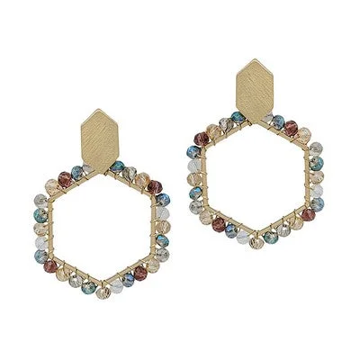 Hoop earrings with faceted crystals for added sparkle and shine-Meghan Browne Earring Vita -Dark Multi