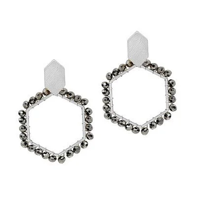 Hoop earrings with resin accents for a bold and colorful design-Meghan Browne Earring Vita -Silver Hematite