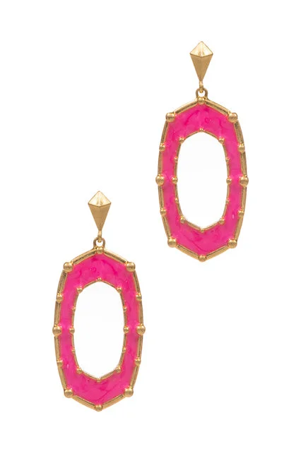 Best hoop earrings with geometric triangle shapes for a modern, chic design-Meghan Browne Odin Earring - Hot Pink