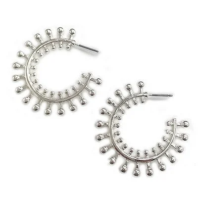 Best hoop earrings with intricate beaded details for a textured, stylish appearance-Meghan Browne Rebel Earring - Silver