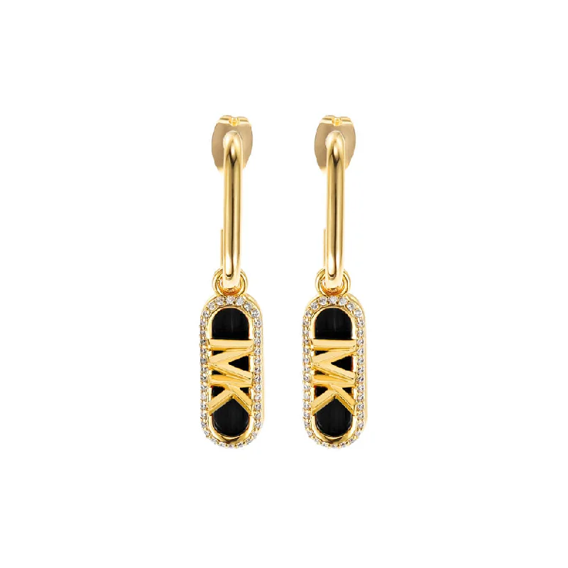 Hoop earrings with a chunky design for a bold and trendy statement-Michael Kors 14ct Yellow Gold Plated Brass Black Onyx Empire Charm Drop Earring