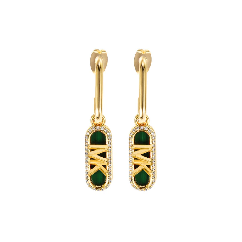 Best hoop earrings with stacked layers for a dimensional and bold look-Michael Kors 14ct Yellow Gold Plated Brass Malachite Acetate Empire Charm Drop Earring