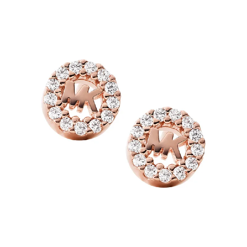 Hoop earrings with intricate designs for a unique and artistic appearance-Michael Kors Rose Gold Plated Sterling Silver Premium Logo Stud Earring