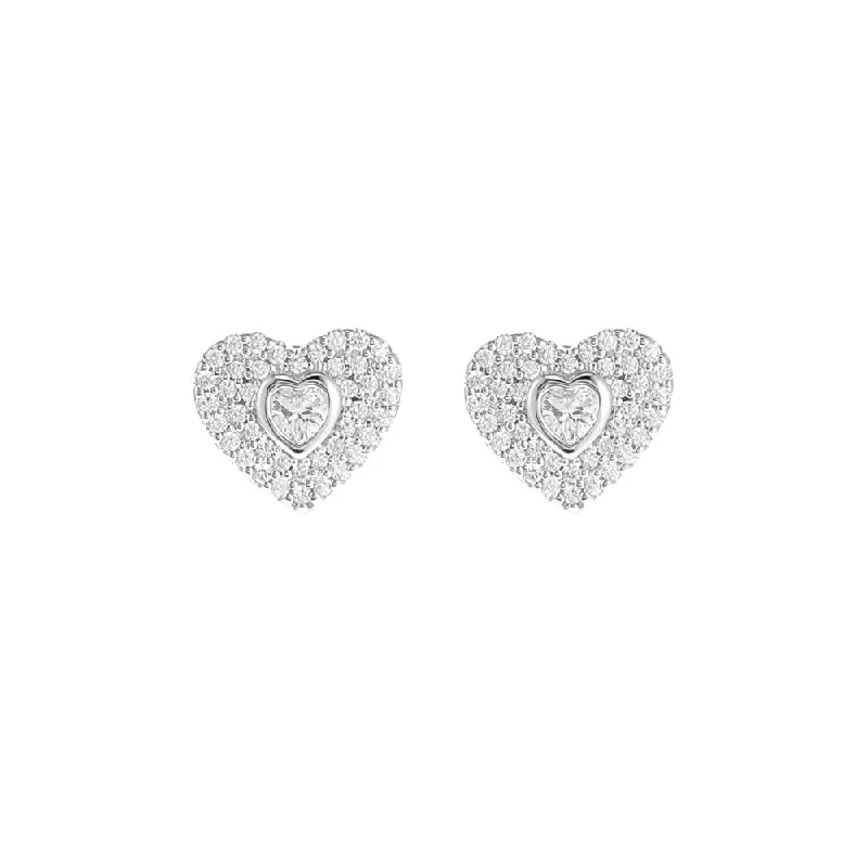 Best hoop earrings with intricate beaded details for a textured, stylish appearance-Michael Kors Sterling silver Premium Pave Heart Stud Earring