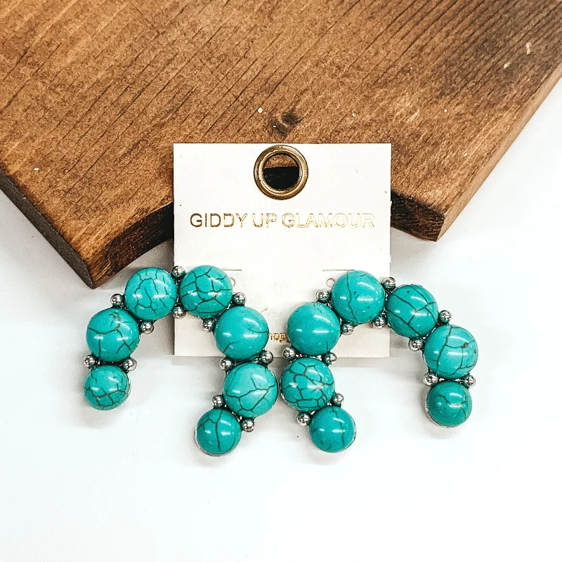 Best hoop earrings with sparkling cubic zirconia for a brilliant, budget-friendly effect-Out in The Sun Large Naja Stone Earrings in Turquoise