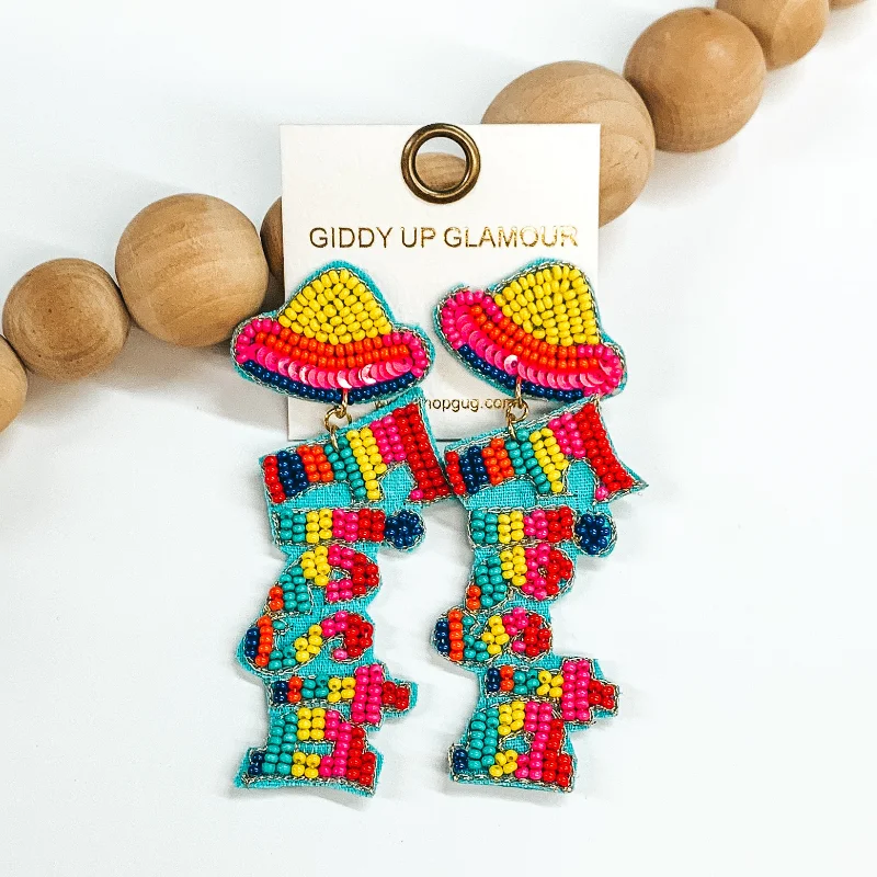 Hoop earrings with hearts for a sweet and romantic gesture-Sombrero Fiesta Seed Beaded Earrings in Multicolored