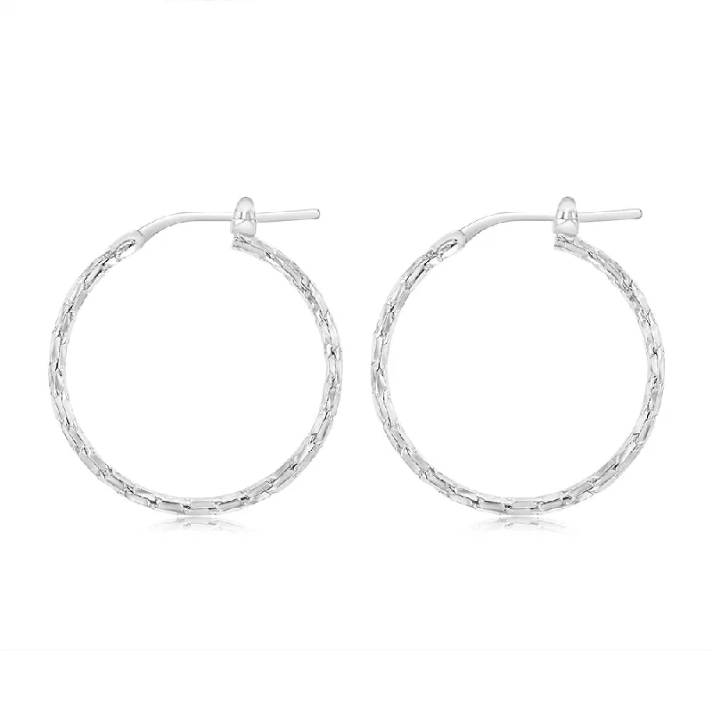 Best hoop earrings with vintage rhinestone embellishments for a retro-glam effect-Sterling Silver Patterned 20mm Hoop Earrings