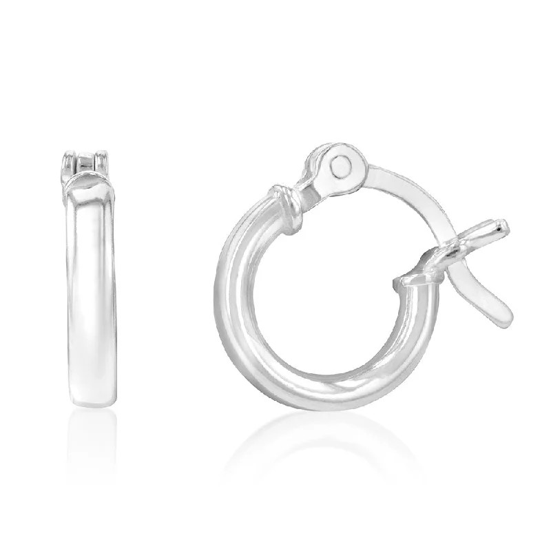 Medium hoop earrings for an everyday look with the perfect balance of style-Sterling Silver Plain Round 10mm Hoop Earrings