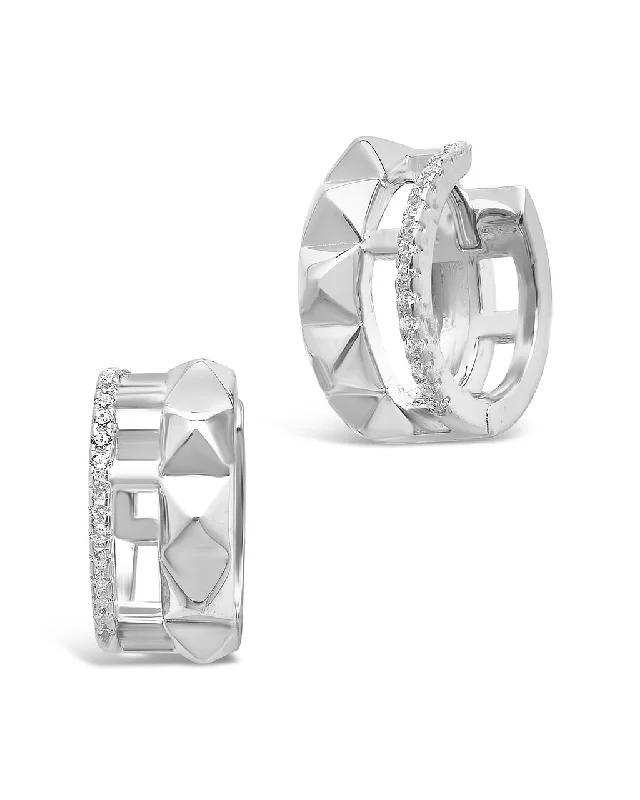 Best hoop earrings with matching bracelets for a coordinated jewelry set-Sterling Silver Spike & CZ Micro Hoops