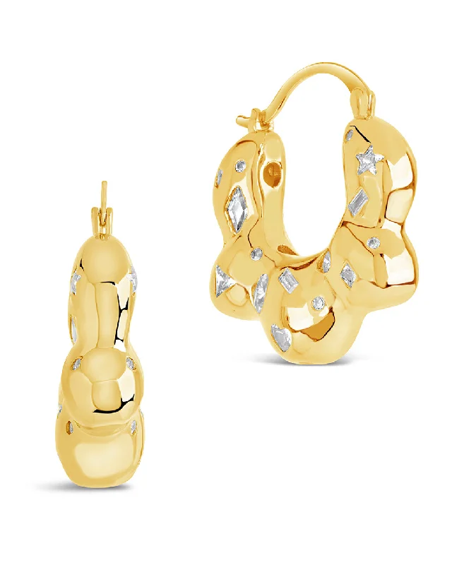 Hoop earrings with tortoiseshell designs for a chic and classic style-Tari CZ Hoop Earrings