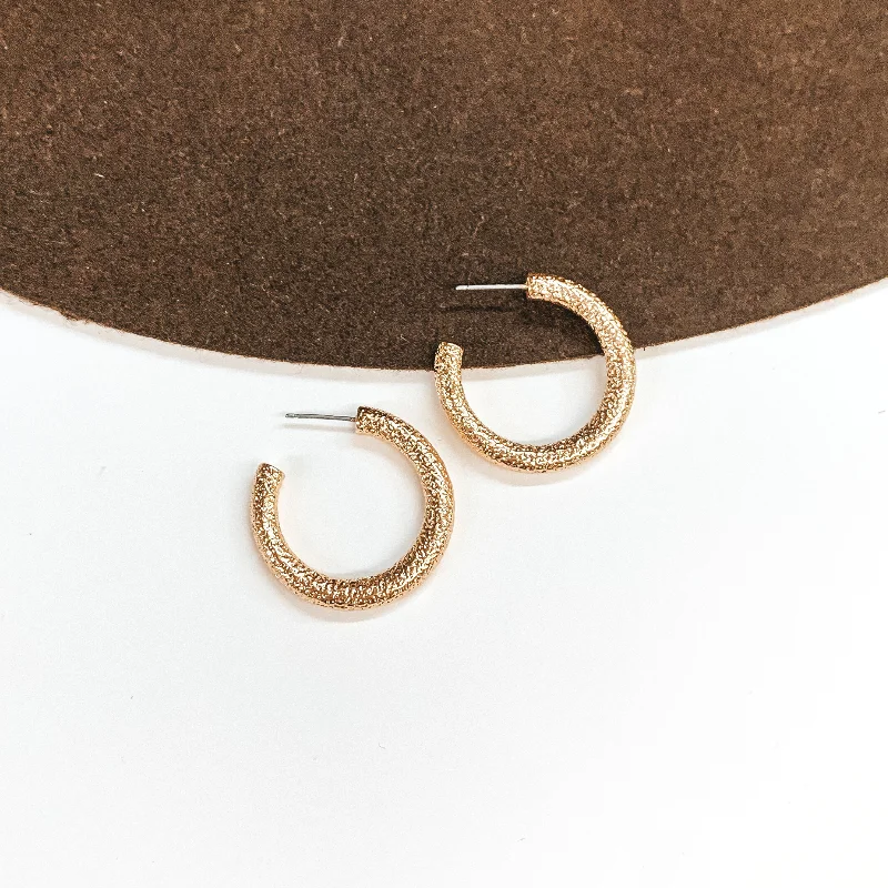 Best hoop earrings with butterfly motifs for a playful and whimsical appearance-Textured Small Sized Hoop Earrings in Gold