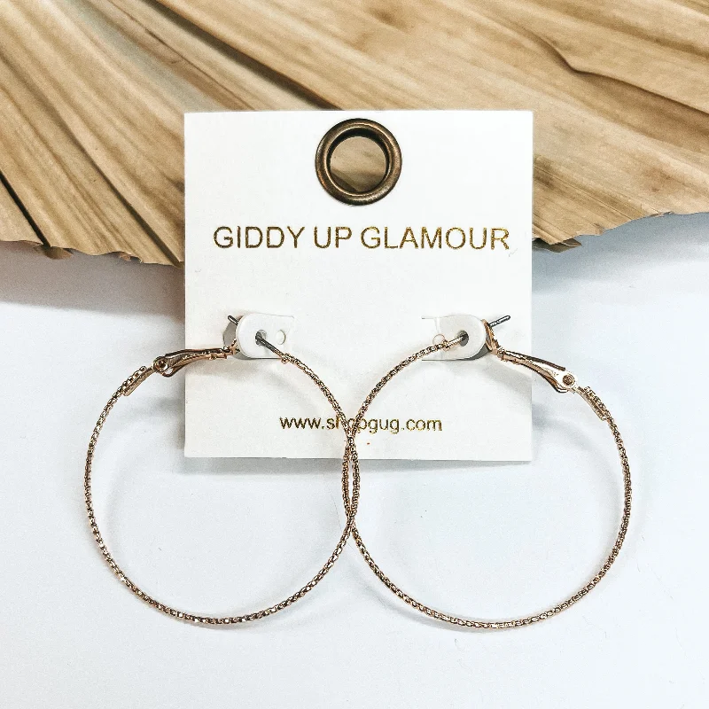 Hoop earrings with resin accents for a bold and colorful design-1.5 Inch Thin Wired Rope Textured Hoop Earrings in Gold