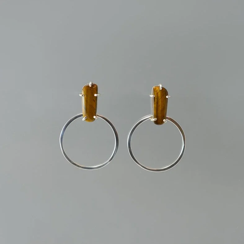 Hoop earrings with abstract shapes for an artistic and creative touch-TIGERS EYE DOORKNOCKER EARRINGS