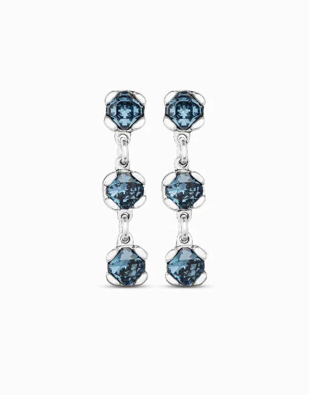 Best hoop earrings with stacked layers for a dimensional and bold look-UNOde50 Sublime Blue Silver Earrings